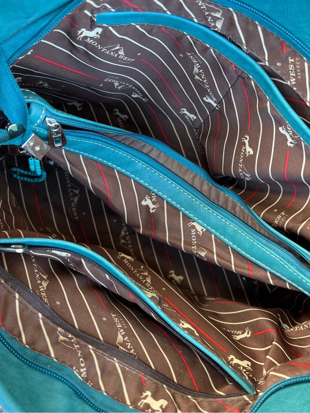 Montana West Turquoise & Black Western Embroidered Shoulder Bag Conceal Carry - Picture 10 of 11